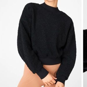 Womens Black Fabletics Malia Polar Fleece Pullover sweatshirt top medium
